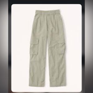 Abercrombie Linen blend wide leg cargo pants